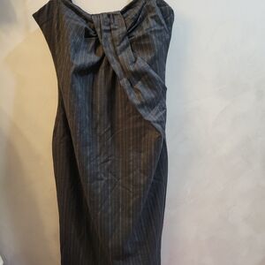 Dolce & Gabbana, D&G Gray Pinstripe Gray Corset Midi Dress. Size Italian 44. NWT
